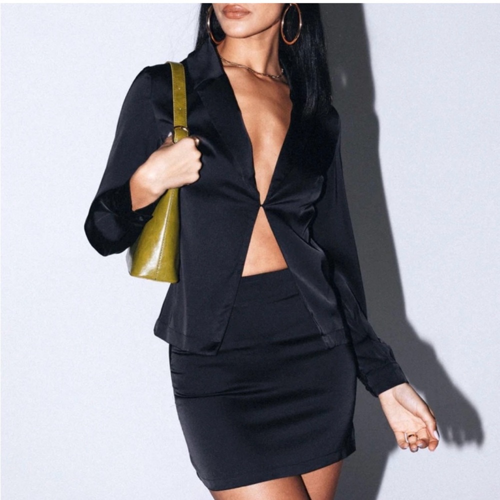 PRINCESS POLLY black satin set
